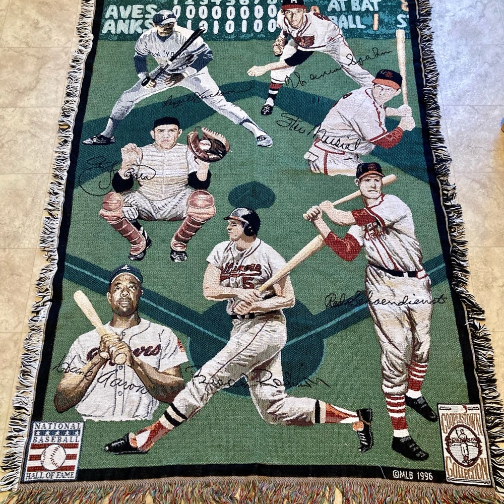 Rare Vintage MLB Cooperstown Collection Hall of Fame Blanket By Goodwin Weavers